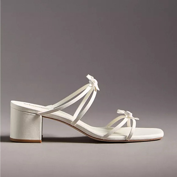 Reformation Shoes - Reformation Elodie Bow White Block Heel Sandals 11